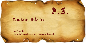 Mauker Béni névjegykártya